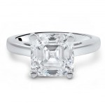 White Gold 2 2/5ct TGW Asscher-cut Moissanite Solitaire Engagement Ring - Handcrafted By Name My Rings™