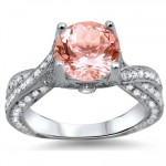 White Gold 2 2/5ct TGW Round-cut Morganite Diamond Engagement Ring - Handcrafted By Name My Rings™