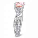 White Gold 2 2/5ct TGW Round-cut Morganite Diamond Engagement Ring - Handcrafted By Name My Rings™