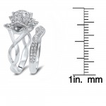 White Gold 2 3/4 TGW Round Moissanite Lotus Flower Diamond Engagement Ring Bridal Set - Handcrafted By Name My Rings™