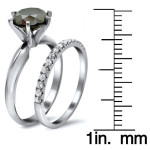 White Gold 2 3/4ct TDW Black and White Diamond Engagement Ring Bridal Set - Handcrafted By Name My Rings™