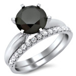 White Gold 2 3/4ct TDW Black and White Diamond Engagement Ring Bridal Set - Handcrafted By Name My Rings™
