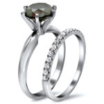 White Gold 2 3/4ct TDW Black and White Diamond Engagement Ring Bridal Set - Handcrafted By Name My Rings™