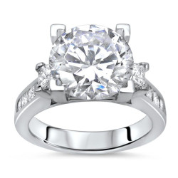 White Gold 2 3/4ct TGW Moissanite 3-stone and 1 1/10ct TDW Diamond Engagement Ring - Handcrafted By Name My Rings™