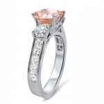 White Gold 2 3/4ct TGW Round-cut Morganite Diamond Engagement Ring - Handcrafted By Name My Rings™