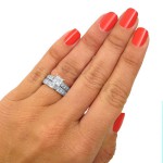 White Gold 2 3/5 ct TDW Princess Clarity Enhanced Diamond Bridal Set - Handcrafted By Name My Rings™