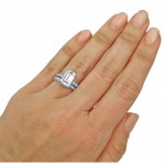White Gold 2 3/5ct TGW Moissanite and 2/5ct TDW Diamond Bridal Ring Set - Handcrafted By Name My Rings™