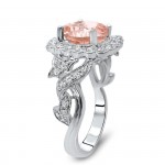 White Gold 2 4/5ct TGW Round-cut Morganite Diamond Engagement Ring - Handcrafted By Name My Rings™
