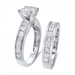 White Gold 2 7/8ct TDW Princess-cut Clarity Enhanced Diamond Bridal Set - Handcrafted By Name My Rings™
