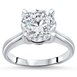 White Gold 2 7/8ct TGW Round Moissanite Solitaire Engagement Ring - Handcrafted By Name My Rings™