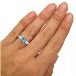 White Gold 2ct TDW Blue Princess-cut 3-stone Diamond Engagement Ring - Handcrafted By Name My Rings™