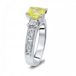 White Gold 2ct TDW Canary Yellow Princess-cut 3-stone Diamond Engagement Ring - Handcrafted By Name My Rings™