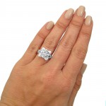 White Gold 2ct TGW Round Moissanite Lotus Flower and 2/5ct TDW Diamond Engagement Ring - Handcrafted By Name My Rings™