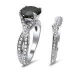 White Gold 3 1/2ct TDW Black Diamond Criss Cross Bridal Set - Handcrafted By Name My Rings™