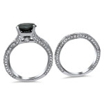 White Gold 3 1/2ct TDW Black Diamond Criss Cross Bridal Set - Handcrafted By Name My Rings™
