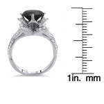 White Gold 3 1/2ct TDW Black Round-cut Diamond Ring and Matching Band - Handcrafted By Name My Rings™