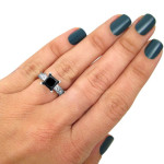 White Gold 3 7/8ct TDW Black Princess-cut Diamond 3-stone Engagement Ring - Handcrafted By Name My Rings™