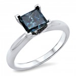 White Gold 3/4ct Blue Diamond Solitaire Engagement Ring - Handcrafted By Name My Rings™