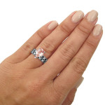 White Gold 3/5ct TDW Black Diamond and Pear-cut Morganite Wedding Set - Handcrafted By Name My Rings™