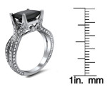 White Gold 3.90ct TDW Black Princess Cut Diamond Ring - Handcrafted By Name My Rings™
