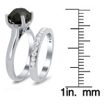 White Gold 3ct Black and White Diamond Solitaire Bridal Set - Handcrafted By Name My Rings™