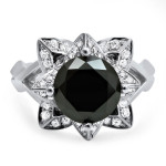 White Gold 3ct TDW Black Diamond Ring and Matching Band - Handcrafted By Name My Rings™