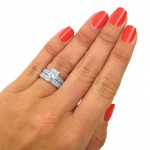 White Gold 3ct TDW Princess Clarity Enhanced Diamond Bridal Set - Handcrafted By Name My Rings™