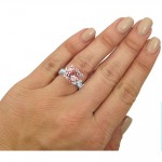 White Gold 4 1/10ct TGW Round-cut Morganite Diamond Engagement Ring - Handcrafted By Name My Rings™