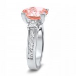 White Gold 4 1/10ct TGW Round-cut Morganite Diamond Engagement Ring - Handcrafted By Name My Rings™