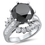 White Gold 4 1/2ct TDW Black Diamond Engagement Ring - Handcrafted By Name My Rings™