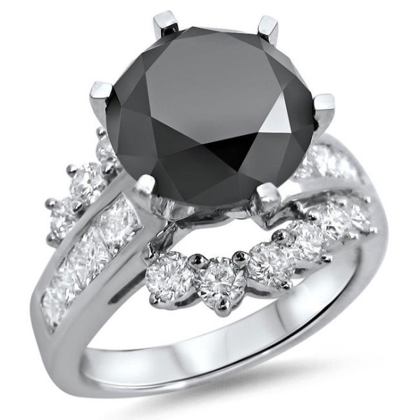 White Gold 4 1/2ct TDW Black Diamond Engagement Ring - Handcrafted By Name My Rings™