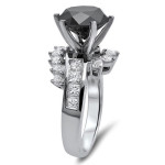 White Gold 4 1/2ct TDW Black Diamond Engagement Ring - Handcrafted By Name My Rings™