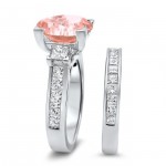 White Gold 4 3/4 ct TGW Round-cut Morganite Diamond Engagement Ring Bridal Set - Handcrafted By Name My Rings™