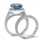 White Gold 4 3/4ct TDW Blue Round Diamond Engagement Ring Set - Handcrafted By Name My Rings™