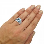 White Gold 4 3/4ct TGW Round-cut Aquamarine Diamond Engagement Ring Bridal Set - Handcrafted By Name My Rings™