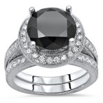 White Gold 4ct TDW Black Diamond Bridal Ring Set - Handcrafted By Name My Rings™