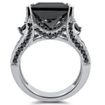 White Gold 6ct TDW Black Princess-cut Diamond Ring - Handcrafted By Name My Rings™