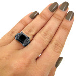 White Gold 6ct TDW Black Princess-cut Diamond Ring - Handcrafted By Name My Rings™
