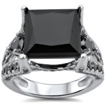 White Gold 6ct TDW Black Princess-cut Diamond Ring - Handcrafted By Name My Rings™