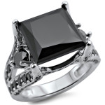 White Gold 6ct TDW Black Princess-cut Diamond Ring - Handcrafted By Name My Rings™