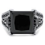 White Gold 6ct TDW Black Princess-cut Diamond Ring - Handcrafted By Name My Rings™