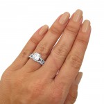 White Gold Asscher Moissanite and 2/5ct TDW Diamond Engagement Ring Set - Handcrafted By Name My Rings™