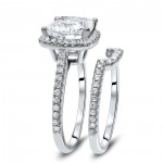 White Gold Cushion-cut Moissanite and 1/2ct TDW Diamond Bridal Set - Handcrafted By Name My Rings™