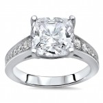 White Gold Cushion-cut Moissanite and 1/4ct TDW Diamond Engagement Ring - Handcrafted By Name My Rings™