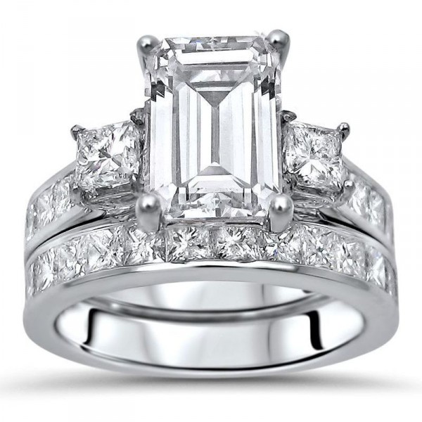 White Gold Moissanite and 1 3/5ct TDW White Diamond Bridal Set - Handcrafted By Name My Rings™
