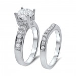 White Gold Moissanite and 1/2ct TDW Diamond Engagement Ring Set - Handcrafted By Name My Rings™