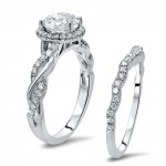 White Gold Moissanite and 1/2ct TDW White Diamond Bridal Set - Handcrafted By Name My Rings™