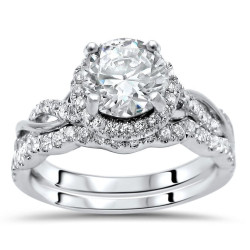 White Gold Moissanite and 1/2ct TDW White Diamond Bridal Set - Handcrafted By Name My Rings™