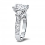 White Gold Moissanite and 1ct TDW White Diamond Engagement Ring - Handcrafted By Name My Rings™