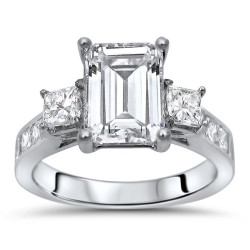 White Gold Moissanite and 1ct TDW White Diamond Engagement Ring - Handcrafted By Name My Rings™